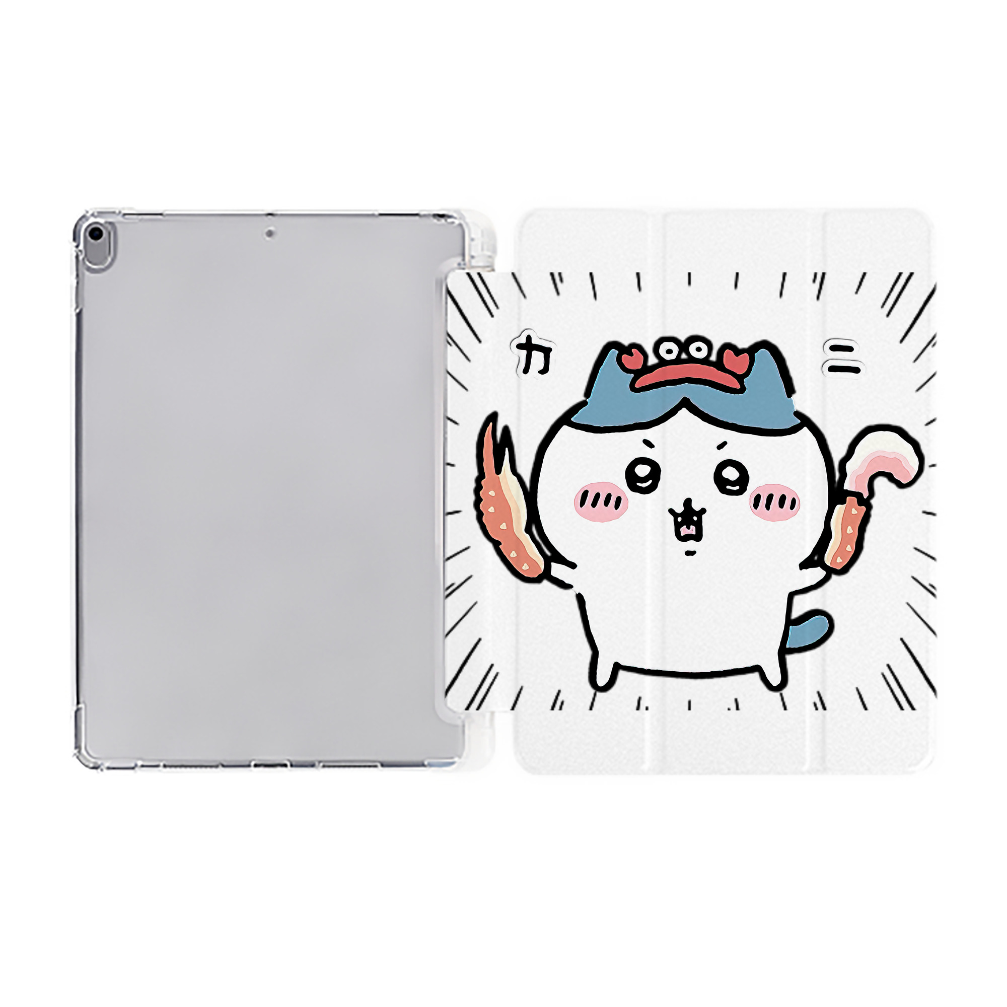 （画像用） ちいかわ ハチワレ Chii-kawa hachiware IPad ケース ペン収納付き 三つ折りスタンド PUレザー×シリコン 対応機種9.5/10.5/10.9インチ